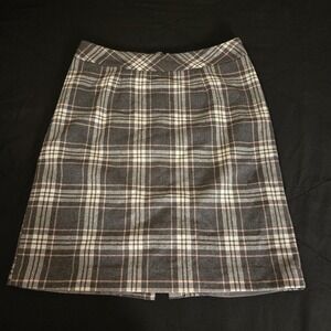 Chadwicks Of Boston Skirt VTG Womens 8 Gray Plaid Wool Blend Tweed Pencil Lined